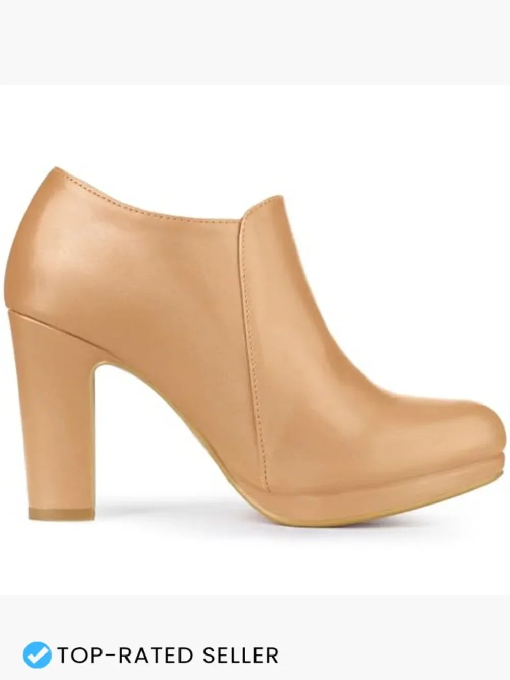 Chunky Platform Round Toe Ankle Booties Faux Leather Side Zipper